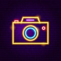 Photo Camera Neon Label