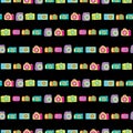 Photo camera seamless pattern. Drawn retro colorful films. Bright and colorful designs and prints for teens and children Royalty Free Stock Photo