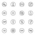 Photo camera settings line icons set Royalty Free Stock Photo