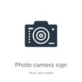 Photo camera sign icon vector. Trendy flat photo camera sign icon from music and media collection isolated on white background. Royalty Free Stock Photo