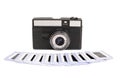 Photo camera with spun film and diapositive slides