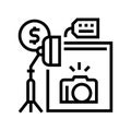 photo camera and studio rental line icon vector illustration