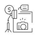 photo camera and studio rental line icon vector illustration