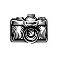 Photo camera in style retro illustration. - vector