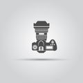 Photo camera top view isolated vector black icon