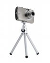 Photo camera on tripod isolated