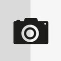 Photo Camera vector icon. Style is flat symbol, black color, rounded angles, white background. Royalty Free Stock Photo