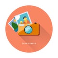 Photo camera web icon flat design, vector image. Royalty Free Stock Photo