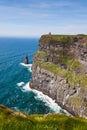 Photo capture of a breathtaking natural nature landscape. Cliffs of moher with O`brien`s tower, wild atlantic way. Ireland. Euro Royalty Free Stock Photo