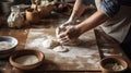 Rustic Breadmaking in a Country Kitchen Royalty Free Stock Photo