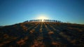 Silhouettes of People on Hill Watching Solar Eclipse Royalty Free Stock Photo