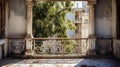 Renovation-worthy Balcony With Classical Motifs And Urban Grittiness