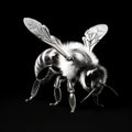 Bold Saturation: Realist Bee In Black And White Minimalist Style Royalty Free Stock Photo