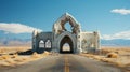 Abandoned Gothic Architecture: Post-apocalyptic Ruins Along A Desolated Highway