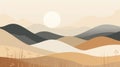 Minimalist Illustration Of Southern Countryside In Beige And Brown