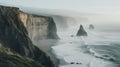Serene Cliffs: Hazy Romanticism In Expansive Landscapes