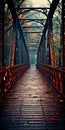 Red And Black Bridge Wallpaper: A Poetic Realism In Matthias Haker Style