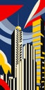 Retro Modernistic City Skyline: San Jose In Roy Lichtenstein Style