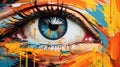 Vibrant Eye Painting: Realistic Hyper-detail And Abstract Brushstrokes