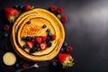 Fresh Pancakes and Berries Breakfast Concept Created With Generative Ai Royalty Free Stock Photo