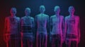 Ethereal Humanoid Figures In Dark Azure And Pink: Concept Art By Haroon Mirza