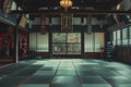 This photo captures a room flooded with natural light from numerous windows, creating a bright and airy atmosphere, A martial arts