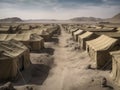 Rows of Military Tents in a Remote Camp