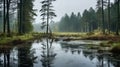 Mystical Wetland: A Captivating Reflection Of A Swamped Forest