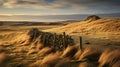Scenic Stone Fence On English Moors: Captivating Landscape Photography
