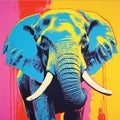 Vibrant Andy Warhol Elephant Artwork With Bold Color Scheme