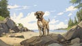 Anime-inspired Mastiff Puppy Illustration On British Columbia\'s Shores
