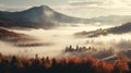 Autumn Tableland: A Stunning 8k Image Of Foggy Clouds In A Valley