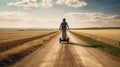 Futuristic Segway Ride Through Country Fields Royalty Free Stock Photo