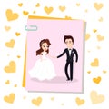 Photo Card on Clip Happy Newlywed Couple Dancing