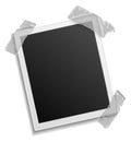 Photo card mockup. Empty frame with transparent tape Royalty Free Stock Photo