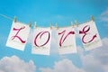 Photo cards hanging on the clothesline Royalty Free Stock Photo