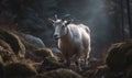 photo of cashmere goat in its natural habitat. Generative AI