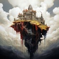 Macabre Illustration: Castle Floating On A Cloud