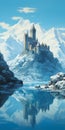 Realist Detail Castle On Water And Mountains Painting