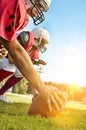 Center with Football and Offensive Tackle Royalty Free Stock Photo