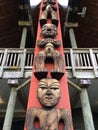 Photo of the central pou at the Arataki Visitor Centre in Auckland