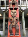 Photo of the central pou at the Arataki Visitor Centre in Auckland