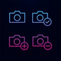 Photo, check, plus, minus sign nolan icon. Simple thin line, outline vector of web icons for ui and ux, website or mobile
