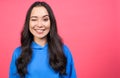 Portrait of a happy blinking Asian girl