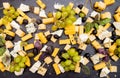 Cheese assortment. View from above