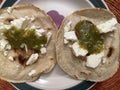 Cheese, Tomatillo Salsa and Tortillas Mexican Food Snack