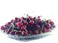 Photo cherry on a transparent plate. Healthy food. Vegetarian red food. Berries and fruits. Berry for a snack