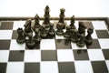 Photo of chess black pawns on the chess board game Royalty Free Stock Photo