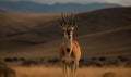 Photo of chiru Panthalops hodgsoni also called Tibetan antelope standing gracefully on the Tibetan Plateau vast and open landscape Royalty Free Stock Photo