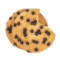 A photo of a chocolate chip cookie, isolated on a white background with a clipping path, shot from the top Royalty Free Stock Photo